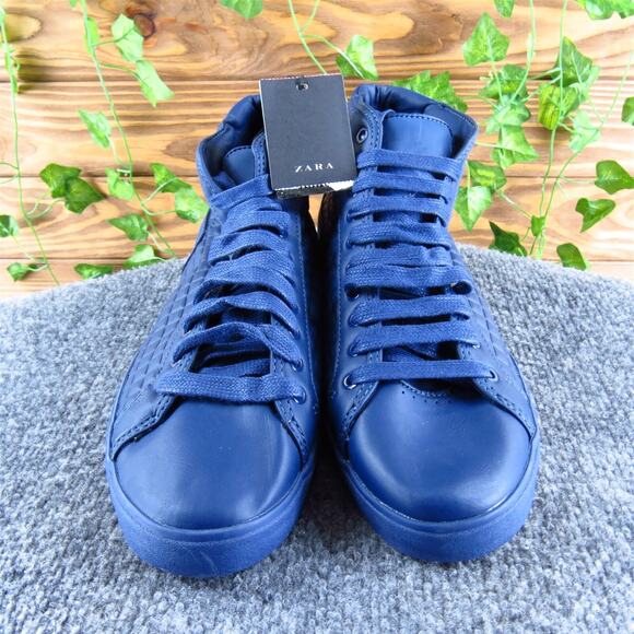 Zara Men's Basket Sneaker Blue Synthetic‎ Size 9 Medium Gently Used 2025 - Picture 2 of 6